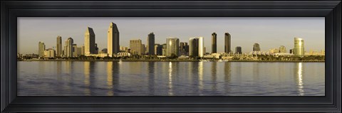 Framed Reflection of skyscrapers in water at sunset, San Diego, California, USA Print