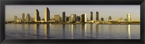 Framed Reflection of skyscrapers in water at sunset, San Diego, California, USA Print