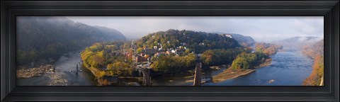 Framed Aerial view of an island, Harpers Ferry, Jefferson County, West Virginia, USA Print