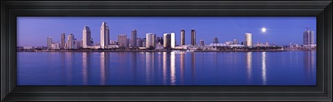 Framed Moonrise over a city, San Diego, California, USA 2010 Print