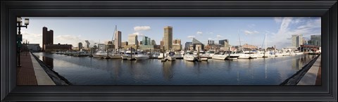 Framed Boats Moored at Inner Harbor, Baltimore, Maryland Print