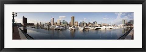 Framed Boats Moored at Inner Harbor, Baltimore, Maryland Print