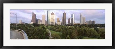 Framed Skyscrapers against cloudy sky, Houston, Texas Print