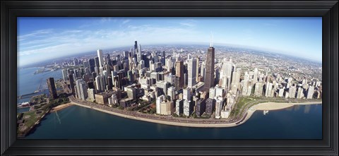 Framed Aerial view of a city, Chicago, Cook County, Illinois, USA 2010 Print