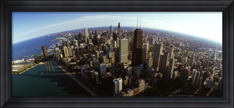 Framed Aerial view of Chicago and lake, Cook County, Illinois, USA 2010 Print