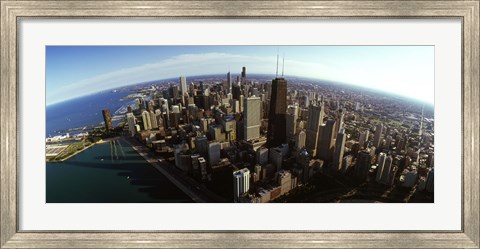 Framed Aerial view of Chicago and lake, Cook County, Illinois, USA 2010 Print