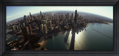 Framed Bird&#39;s eye view of Chicago, Cook County, Illinois, USA 2010 Print