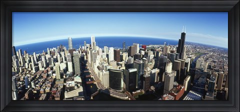 Framed Aerial view of Chicago with the lake in the background, Cook County, Illinois, USA 2010 Print