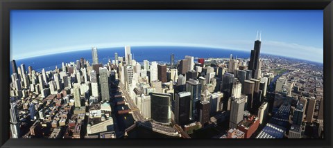 Framed Aerial view of Chicago with the lake in the background, Cook County, Illinois, USA 2010 Print
