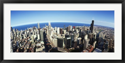 Framed Aerial view of Chicago with the lake in the background, Cook County, Illinois, USA 2010 Print