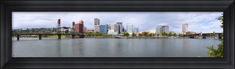 Framed Bridges with city skyline in the background, Hawthorne Bridge, Burnside Bridge, Willamette River, Portland, Oregon, USA 2010 Print