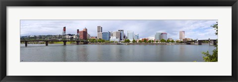 Framed Bridges with city skyline in the background, Hawthorne Bridge, Burnside Bridge, Willamette River, Portland, Oregon, USA 2010 Print