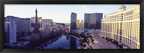 Framed Hotels in a city, The Strip, Las Vegas, Nevada, USA 2010 Print