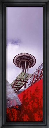 Framed Low angle view of a tower (vertical), Space Needle, Seattle, Washington State Print