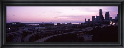 Framed City at sunset, Seattle, King County, Washington State, USA Print