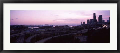 Framed City at sunset, Seattle, King County, Washington State, USA Print