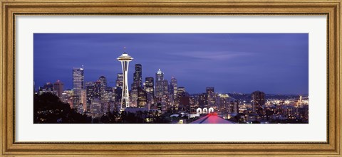 Framed Space Needle and Seattle Skyline 2010 Print