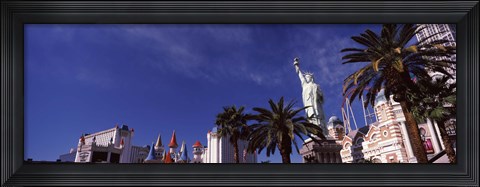 Framed Low angle view of skyscrapers in a city, The Strip, Las Vegas, Nevada, USA Print