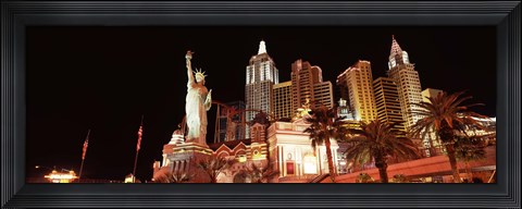 Framed New York New York Hotel at night, The Strip, Las Vegas, Nevada Print