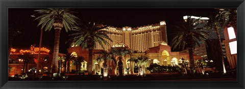 Framed Hotel lit up at night, Monte Carlo Resort And Casino, The Strip, Las Vegas, Nevada, USA Print