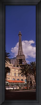 Framed Low angle view of a hotel, Replica Eiffel Tower, Paris Las Vegas, The Strip, Las Vegas, Nevada, USA Print