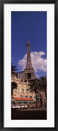 Framed Low angle view of a hotel, Replica Eiffel Tower, Paris Las Vegas, The Strip, Las Vegas, Nevada, USA Print