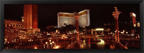Framed Hotel lit up at night, The Mirage, The Strip, Las Vegas, Nevada, USA Print