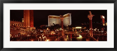 Framed Hotel lit up at night, The Mirage, The Strip, Las Vegas, Nevada, USA Print