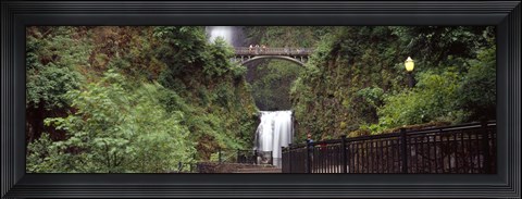Framed Waterfall in a forest, Multnomah Falls, Hood River, Columbia River Gorge, Oregon Print