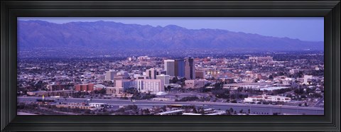Framed Tucson, Arizona with Purple Sky 2010 Print