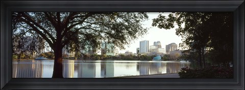 Framed Lake Eola, Orlando, Florida (black &amp; white) Print