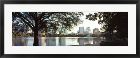 Framed Lake Eola, Orlando, Florida (black &amp; white) Print