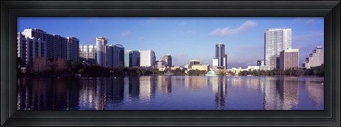 Framed Buildings Reflecting in Lake Eola, Orlando, Florida Print
