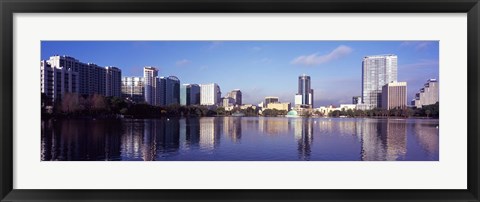 Framed Buildings Reflecting in Lake Eola, Orlando, Florida Print