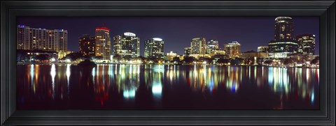 Framed Buildings at night, Lake Eola, Orlando, Florida Print