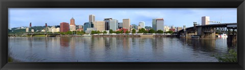 Framed Buildings at the waterfront, Willamette River, Portland, Oregon Print