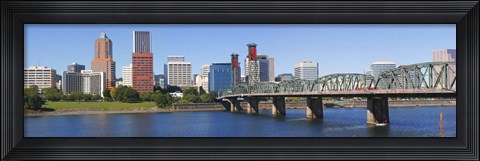 Framed Bridge across a river, Hawthorne Bridge, Willamette River, Multnomah County, Portland, Oregon, USA 2010 Print