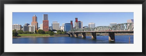 Framed Bridge across a river, Hawthorne Bridge, Willamette River, Multnomah County, Portland, Oregon, USA 2010 Print