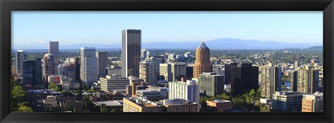 Framed Cityscape with Mt St. Helens and Mt Adams in the background, Portland, Multnomah County, Oregon, USA 2010 Print