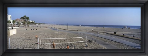 Framed Tourists playing volleyball on the beach, Santa Monica, Los Angeles County, California, USA Print