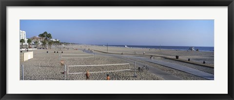 Framed Tourists playing volleyball on the beach, Santa Monica, Los Angeles County, California, USA Print