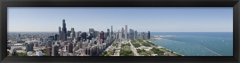 Framed City skyline from south end of Grant Park, Chicago, Lake Michigan, Cook County, Illinois 2009 Print