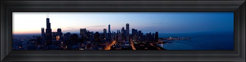 Framed High angle view of a city at dusk, Chicago, Cook County, Illinois, USA 2009 Print