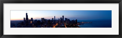 Framed High angle view of a city at dusk, Chicago, Cook County, Illinois, USA 2009 Print