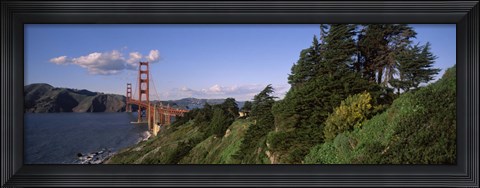 Framed Suspension bridge across the bay, Golden Gate Bridge, San Francisco Bay, San Francisco, California, USA Print