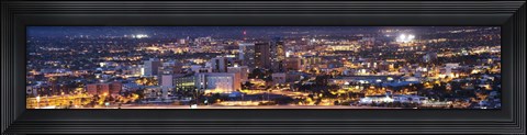 Framed City lit up at night, Tucson, Pima County, Arizona, USA Print