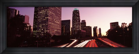 Framed Highway through Skyscrapers in Los Angeles, California Print