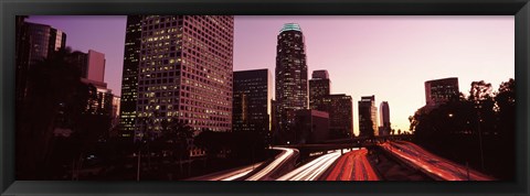 Framed Highway through Skyscrapers in Los Angeles, California Print