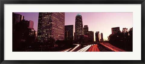 Framed Highway through Skyscrapers in Los Angeles, California Print