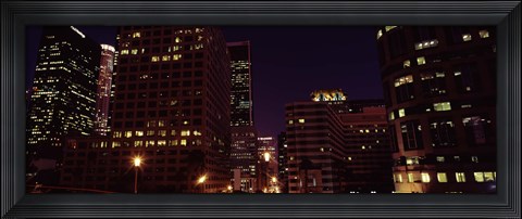 Framed Buildings lit up at night, City of Los Angeles, California Print